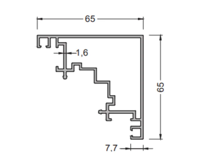 KP34C Corner Profile 65x65mm ANODIZED (6 m)