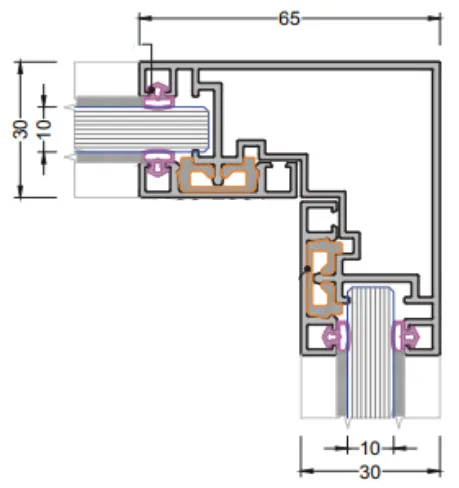 KP34C Corner Profile 65x65mm ANODIZED (6 m)