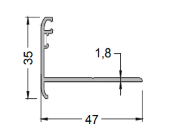 47x35 T-type Inverter for Perimeter Profile ANODIZAT (3 m)