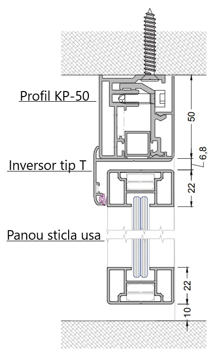 47x35 T-type Inverter for Perimeter Profile ANODIZAT (3 m)