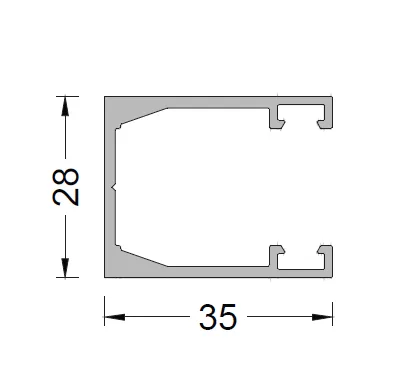 KP34U Anodized U-type Handrail Profile 28x35mm (5 m)