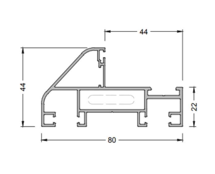 KP80T Toc usa profil perimetral dublu cu clips 80mm (Press, 5 m)