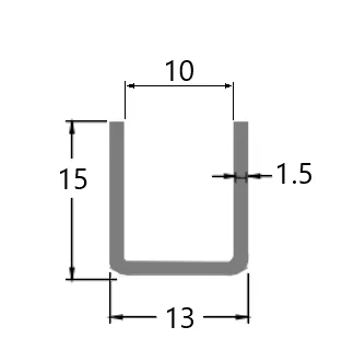 MD 13x15x1.2 - Profil U aluminiu, luciu)