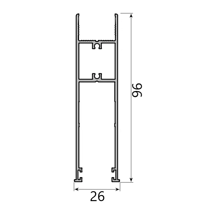 MD 96x26 SLIDE MASTER 10mm Glass Profile (Up/Down) ANTRACIT (7 m)