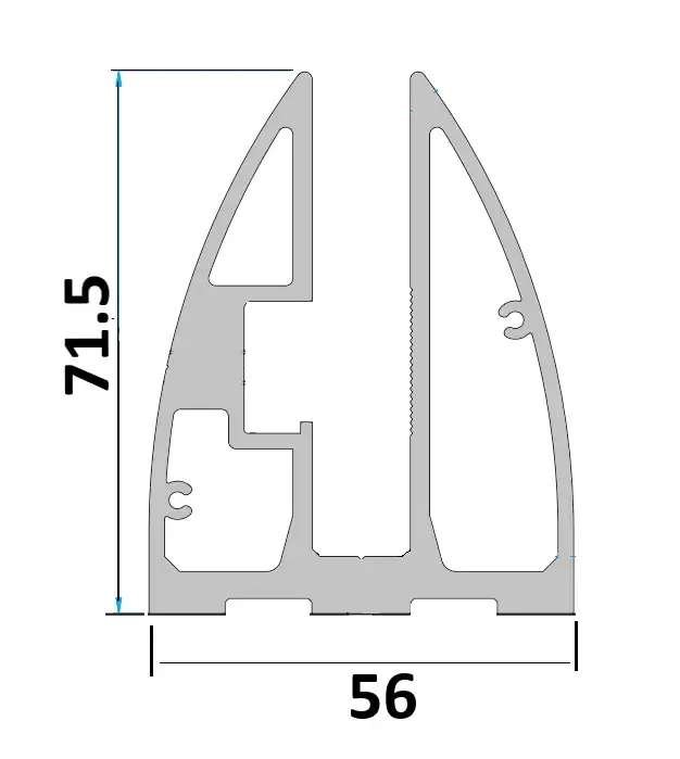 M40 U-type handrail profile with floor fixing (Anod, 3 m)