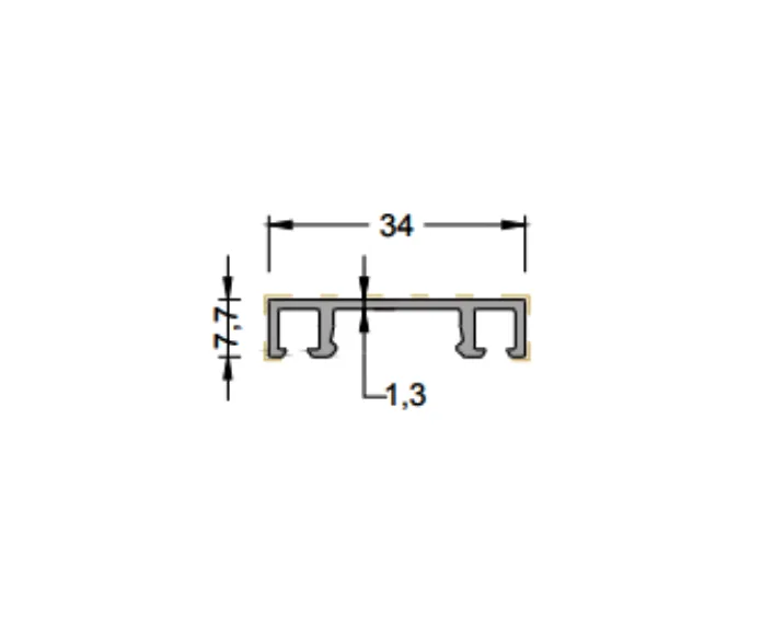 KP80c Capac Profil perimetral dublu cu clips 80x34mm ANODIZAT (3 m)