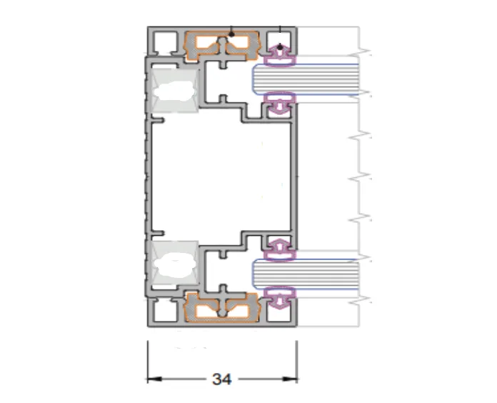 KP80c Capac Profil perimetral dublu cu clips 80x34mm ANODIZAT (3 m)