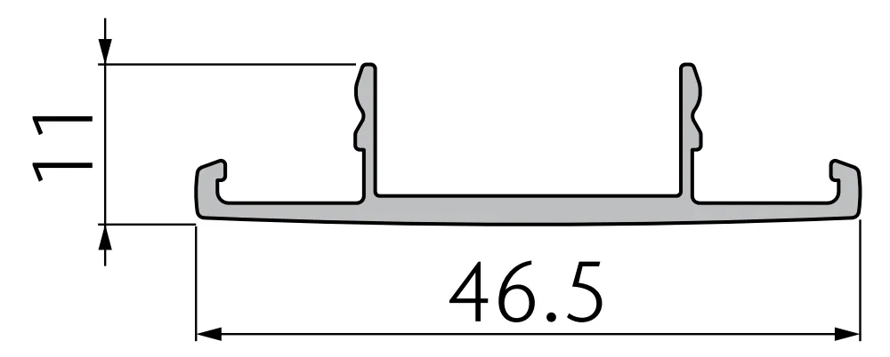 A2102-46 OPK PS FD D-type End Cap Profile (Black, 6 m)