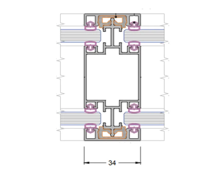 KP80i Double Intermediate Profile with Clips 80x34mm ANODIZED (6 m)