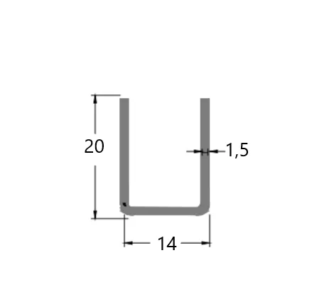 MD 14x20 - U-type Aluminum Profile 101AL (Glass 8-10mm) (Black, 3 m)