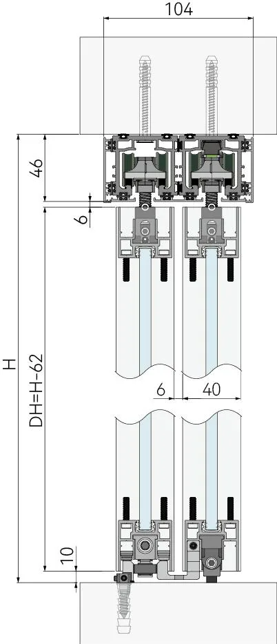 Telescopic Set PS OPK BLACK (3 Panels (1650-3000mm), 2m)