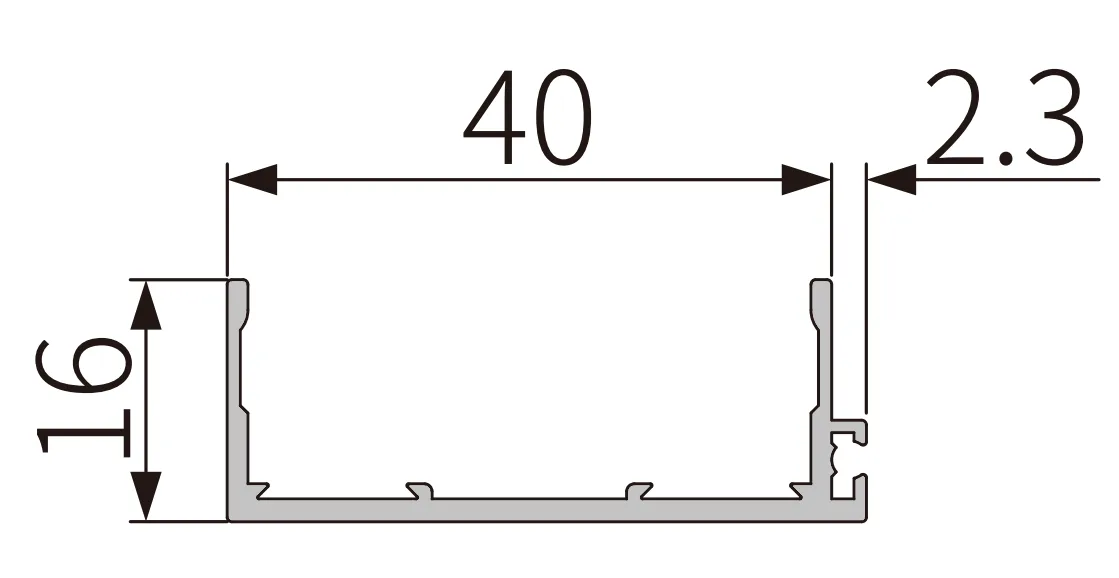 A204-40 OPK PS FG Profil capac lateral intermediar tip C, cu perie (Champagne Brush, 6 m)