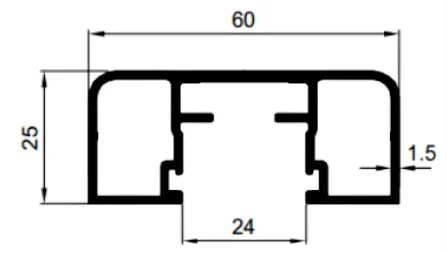 60x25 U-type handrail (glass 16-20mm) BRONZ (6 m)