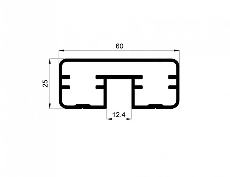 60x25 U-type handrail (bronze, glass 12 mm) (6 m)