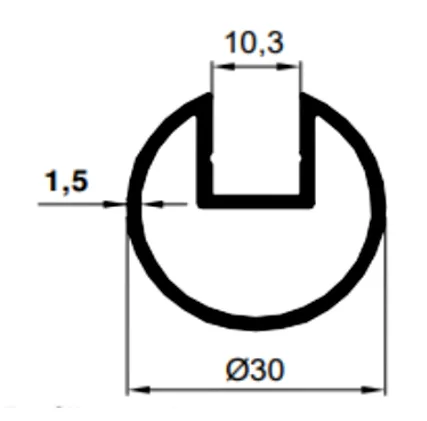 Handrail Ø 30mm glass 10mm (natural) (3 m)