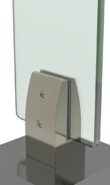 MC-209-C glass support foot 10-12mm, square aluminum (Black)