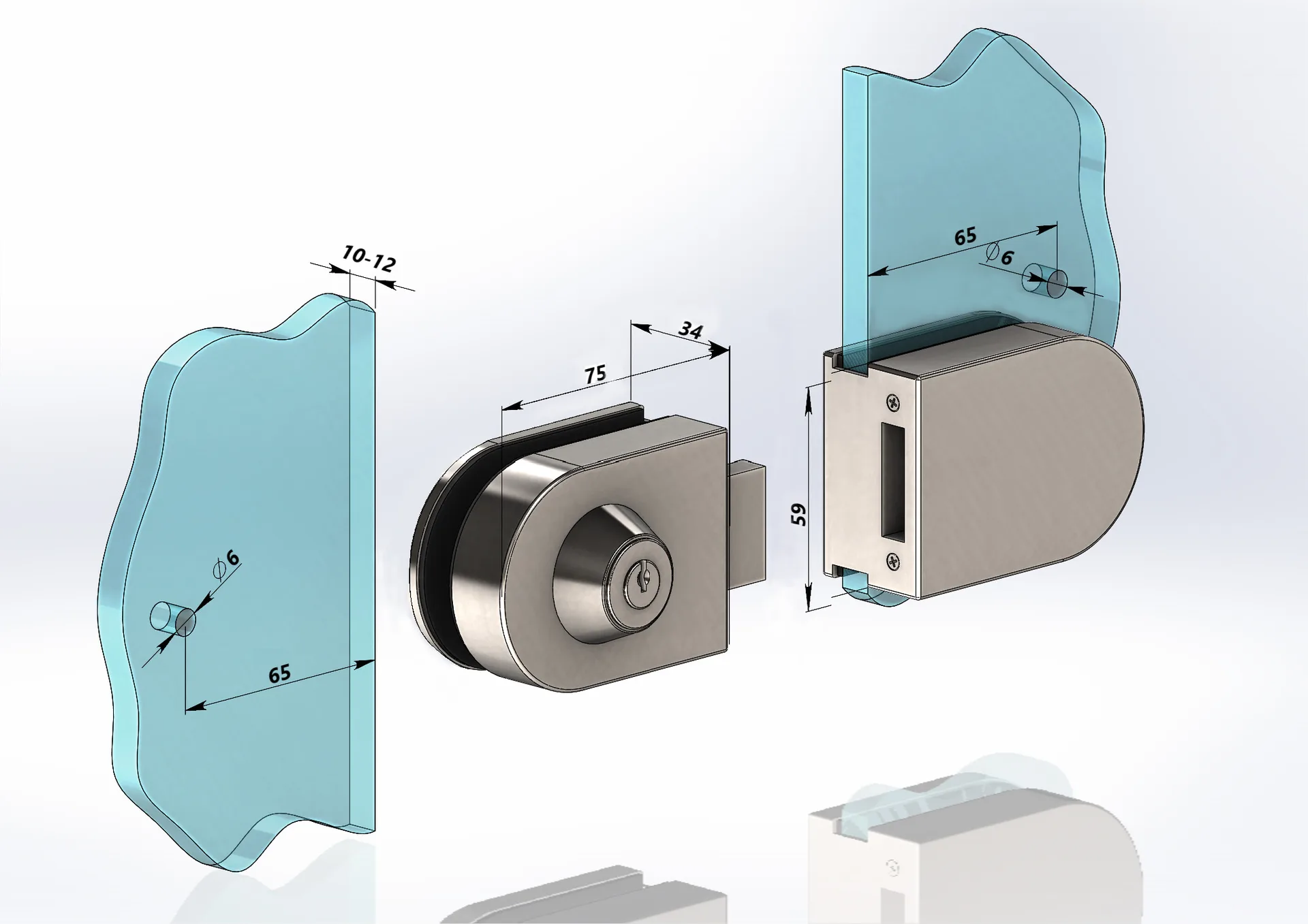 MD 011S -1 PSS - Glass-to-glass key lock PSS