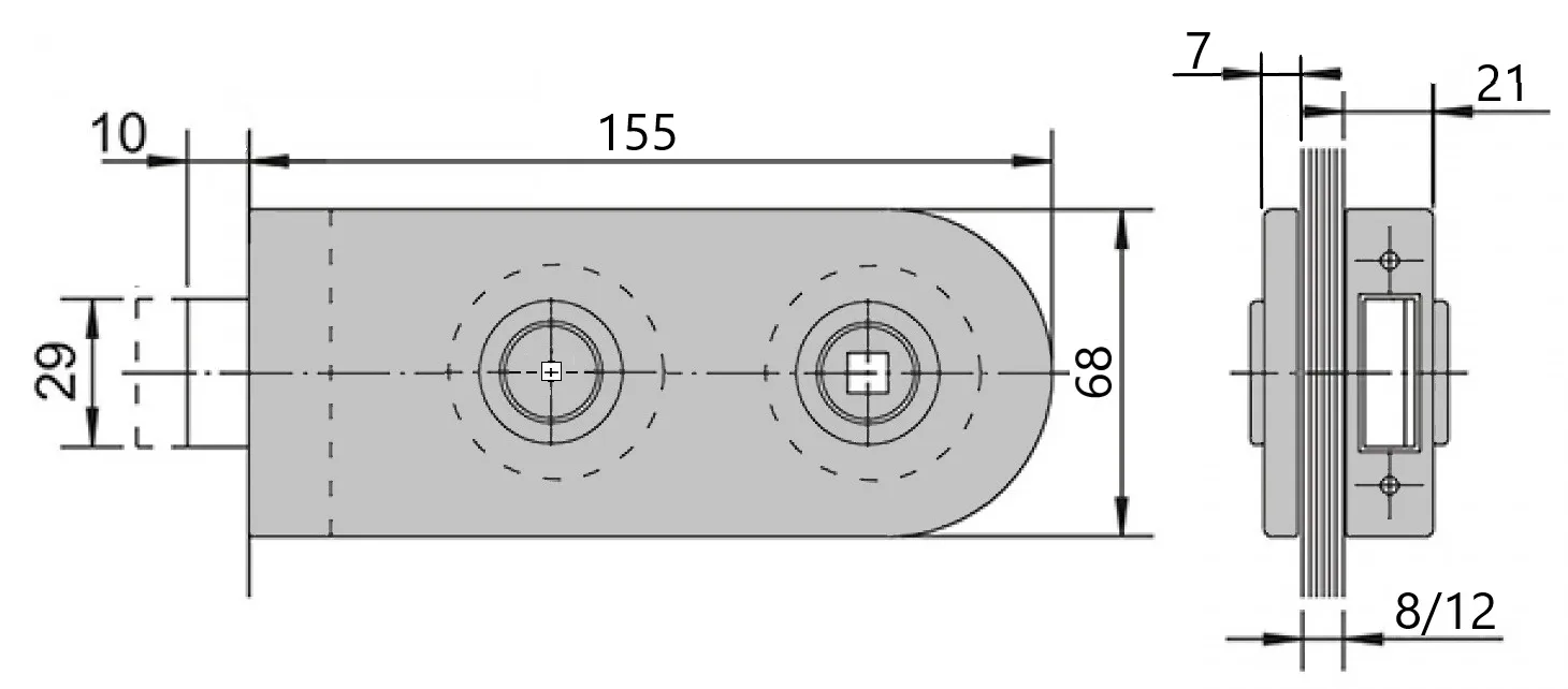 MD 012S-1 - Lever Lockset for Glass Door with Frame Strike