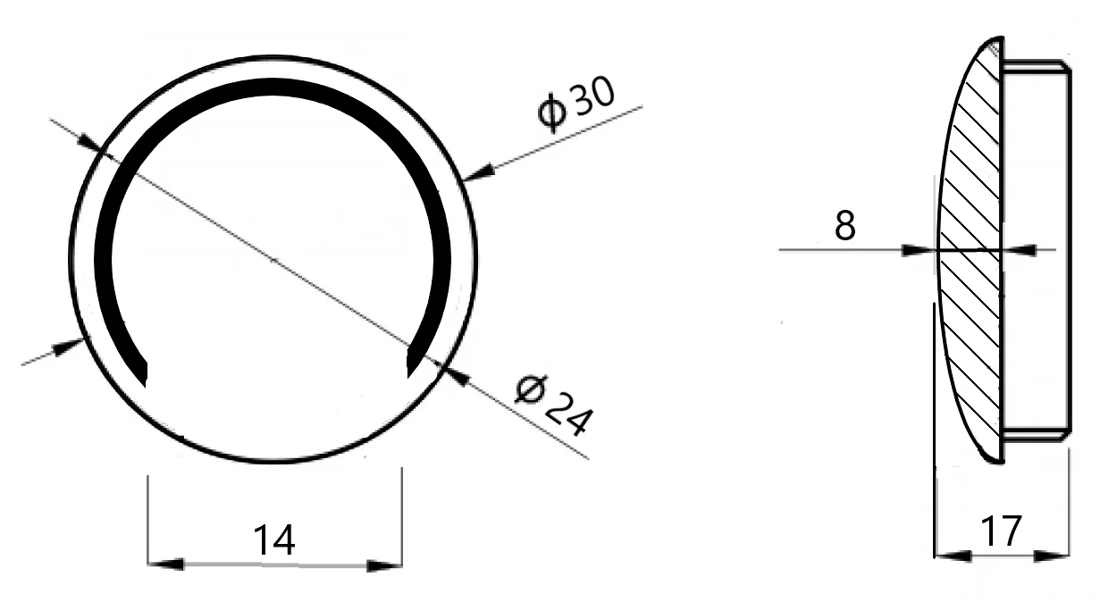 MD 01-54 End Cap for Round Handrail Ø30mm, Aluminium