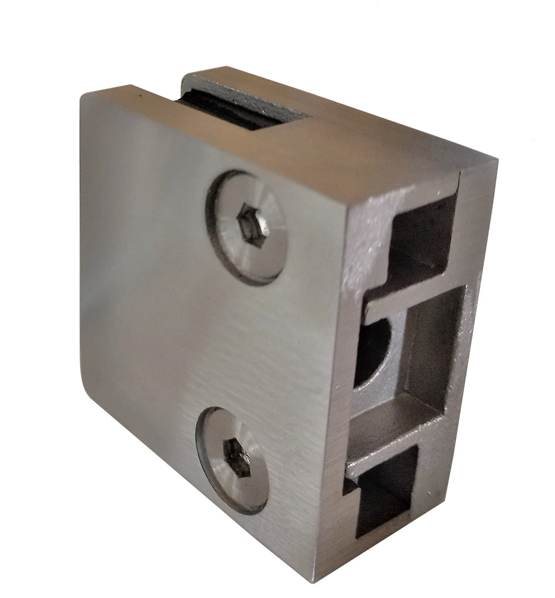MD 104B - Stainless Steel Glass Clamp 41x41mm, Flat Back, for 8-10mm Glass