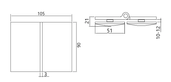 MD 112S Harmonic glass-glass hinge PSS (PSS (polished))