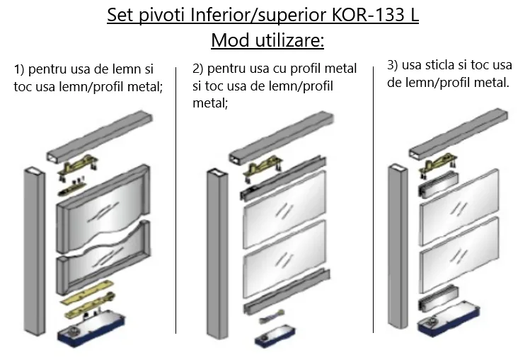 MD 133 L - Top & Bottom Pivot Set with Closer for Wood Doors
