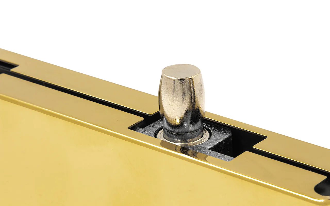 MD 140 G - Top Corner Pivot Patch Fitting, Gold