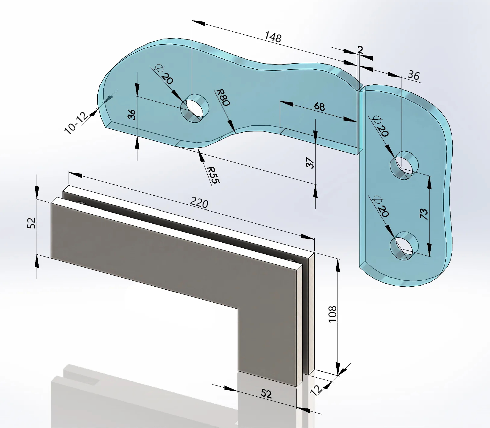 MD 140K BB - Wall-mounted slide without pivot and brush black finish
