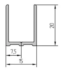 U-type Aluminum Profile BLACK 15x20mm (3 m)