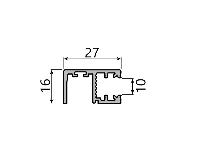 MD 16x27 90* profil de imbinare colt,  10mm, SLIDER NEXT (Anod, 3 m)