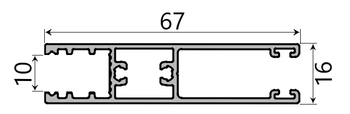 MD 16x67 profil sticla (superior/inferior) sticla 10mm, SLIDER NEXT (Anod, 6 m)