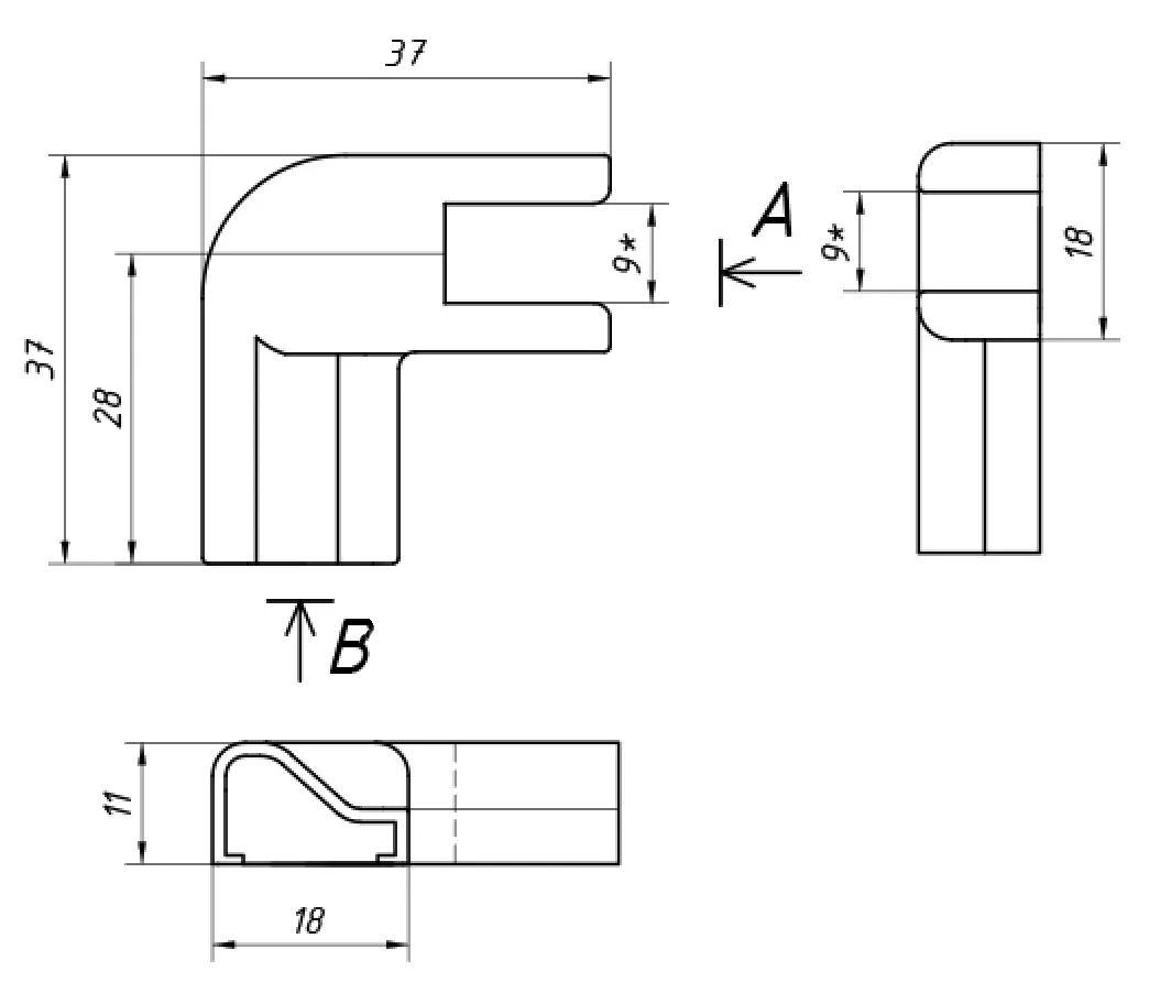 MD 20 S/D Conector 90* pentru prag aluminiu 15*9 - sticla
