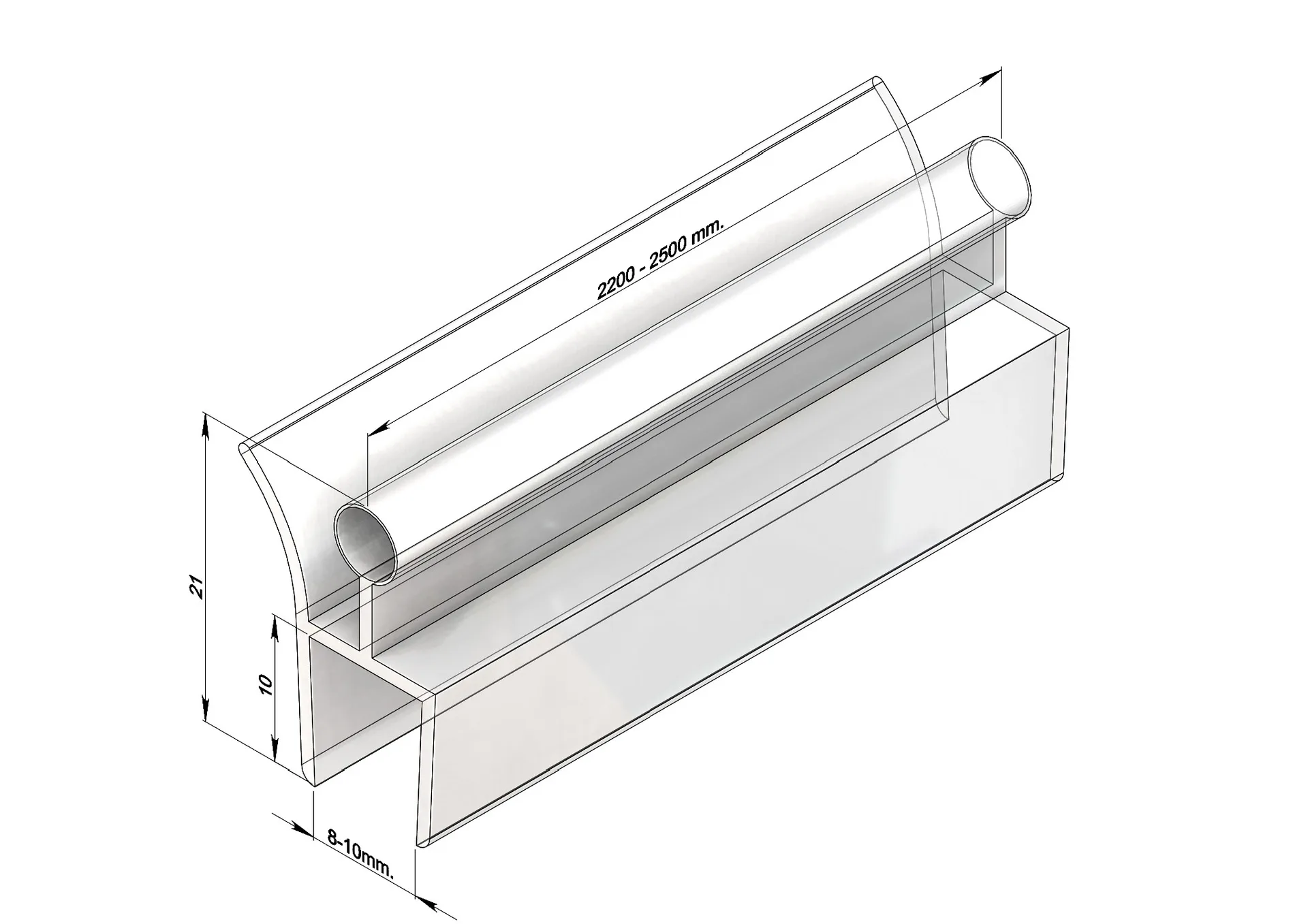 MD 216 - Silicone Sealing Profile for 10mm Glass