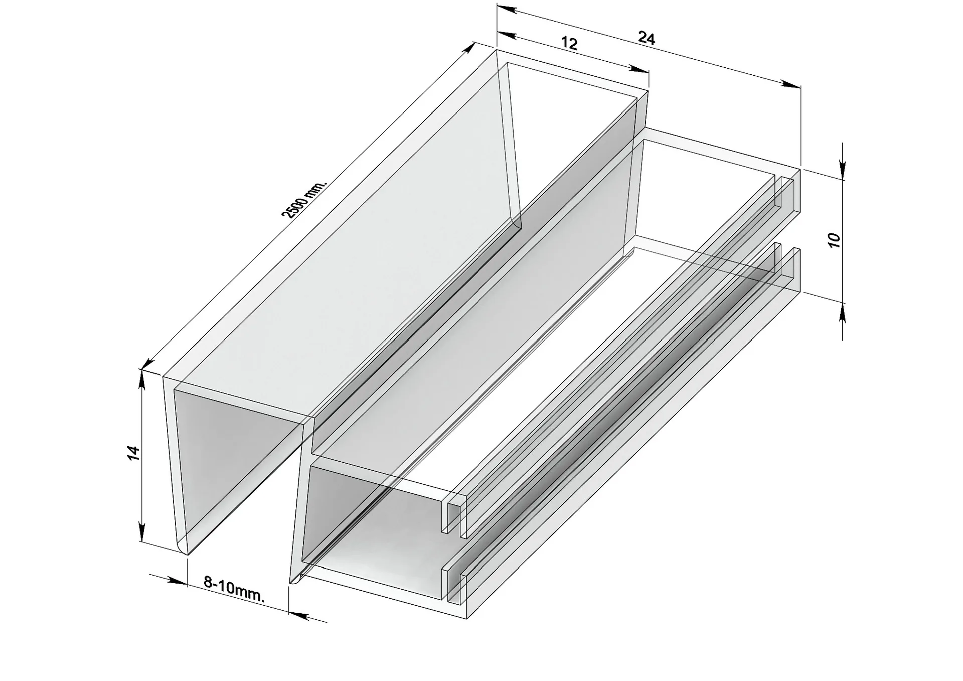 MD 22H-8 - Garnitura siliconica cu perie (sticla