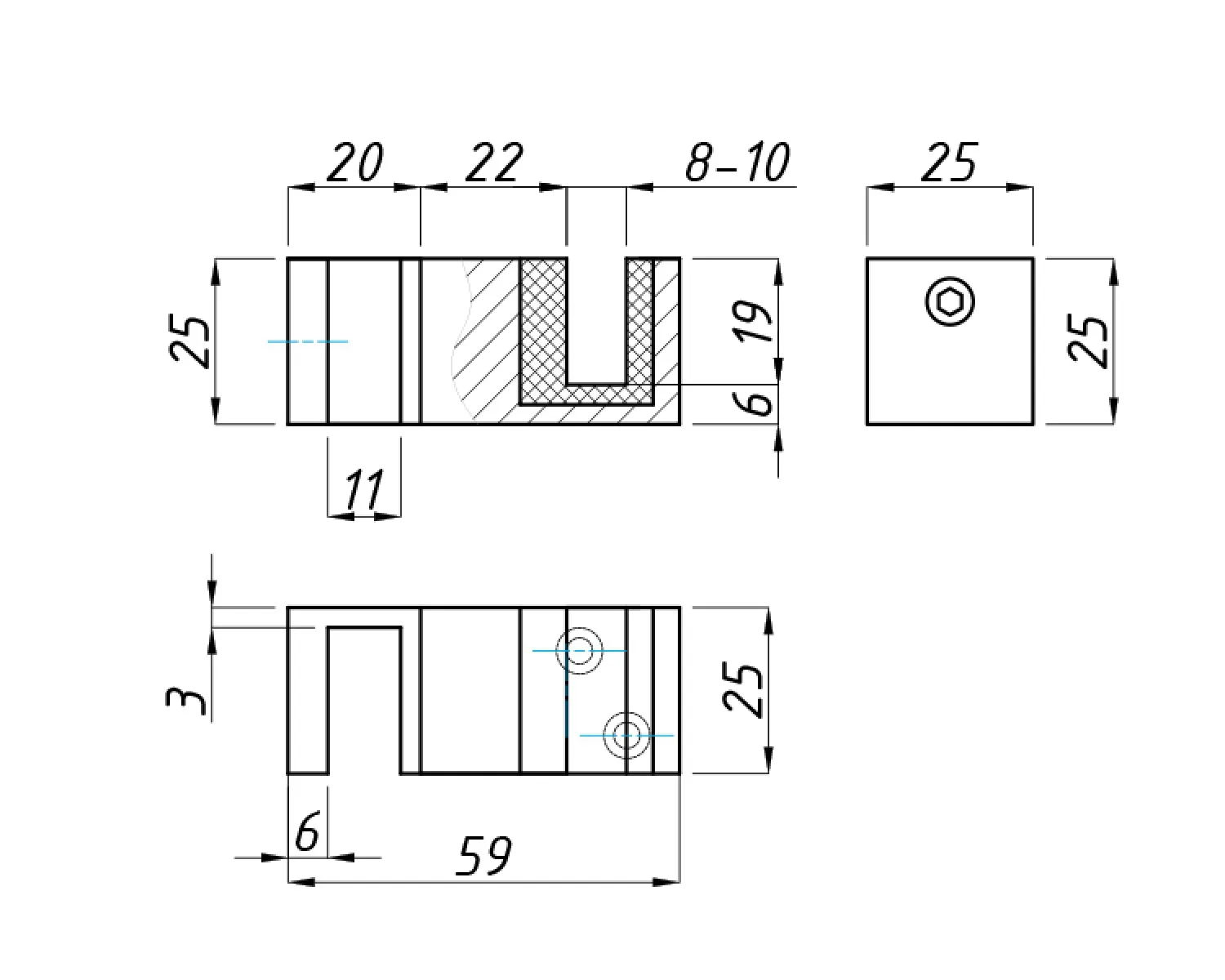 MD 243 GOLD - Square Floor Guide for Sliding Glass Door, Gold Finish