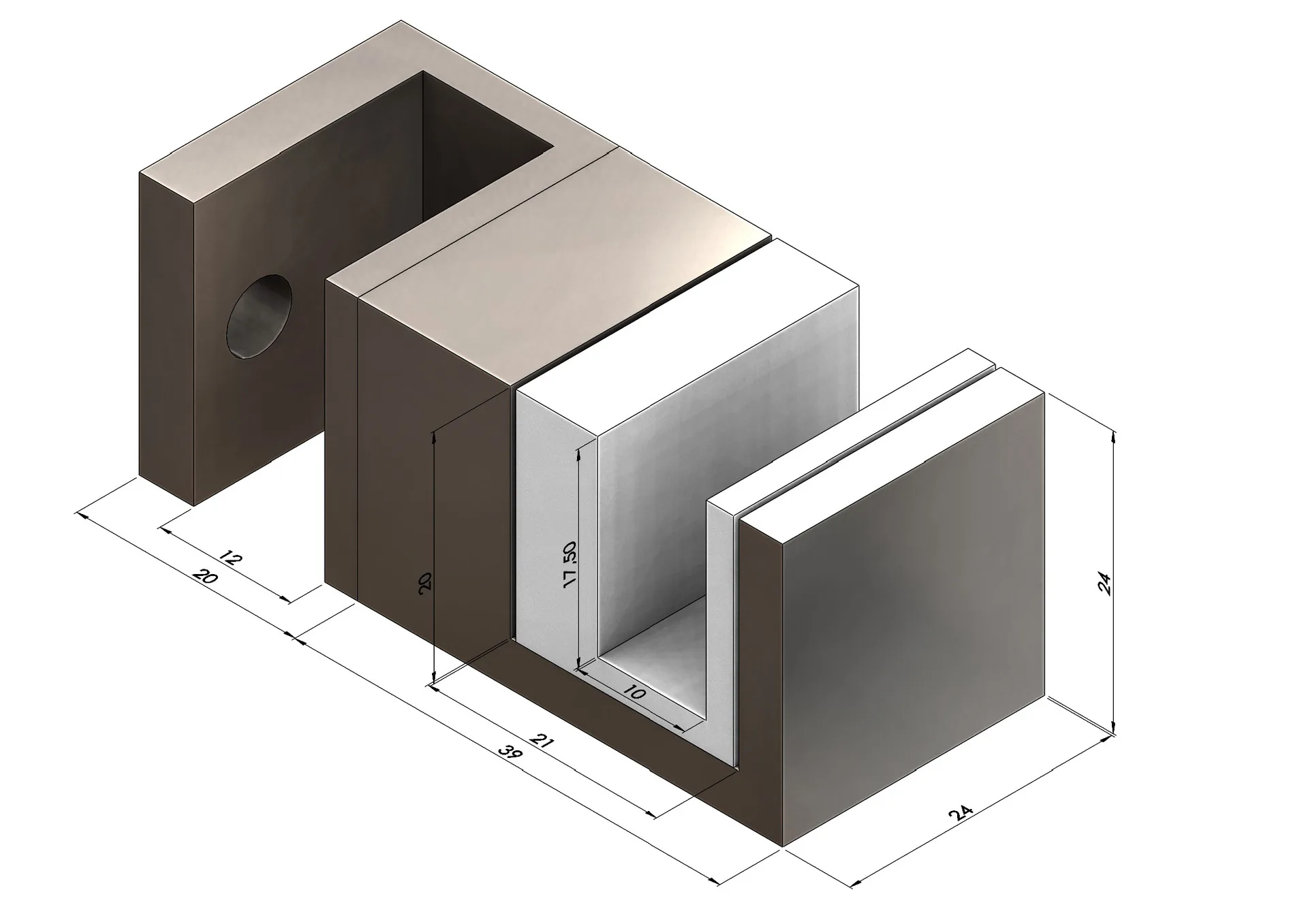 MD 243 GOLD - Square Floor Guide for Sliding Glass Door, Gold Finish