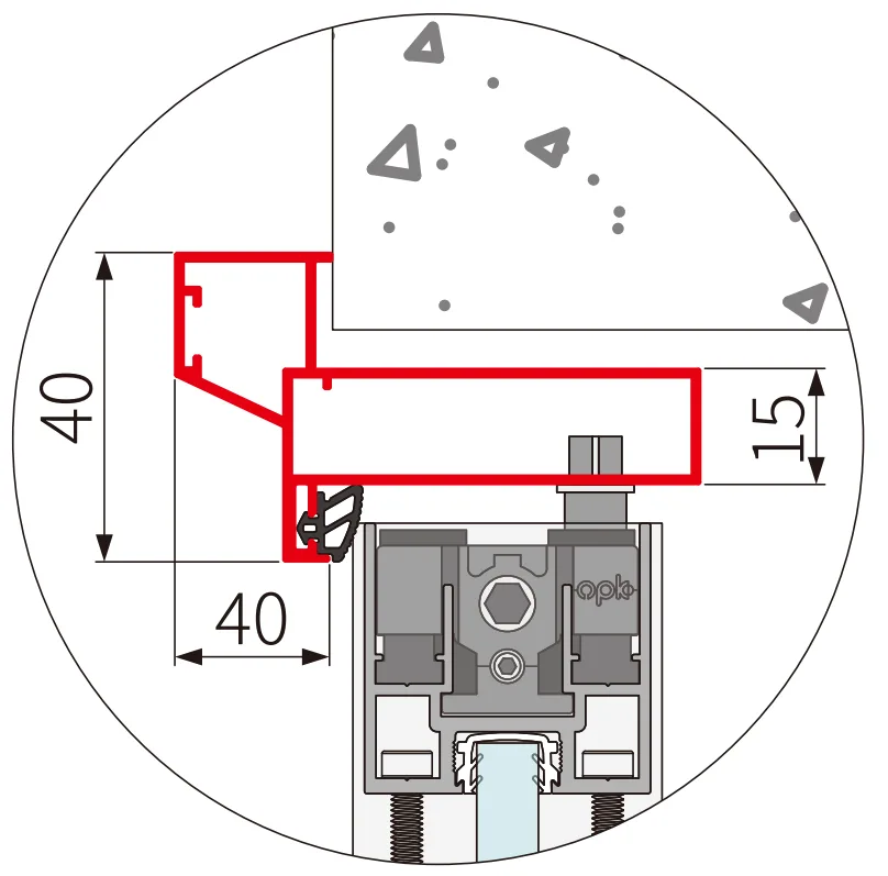 A323 OPK PS Telescopic Roller System End Profile, BLACK (6 m)