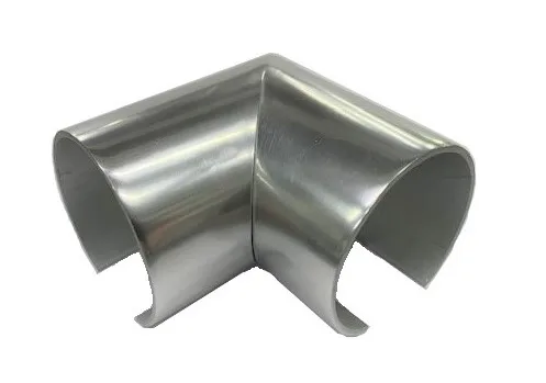 MD 29-26 Cot aluminiu NATUR la 90* cu canal sticla pentru mana curenta