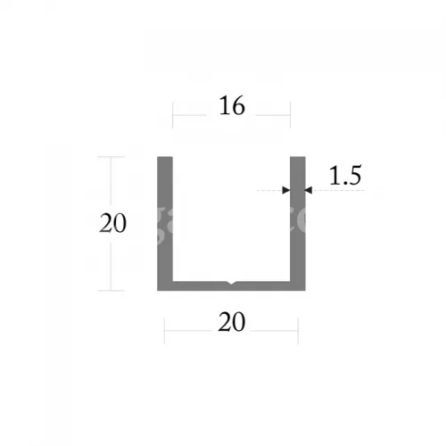 MD 3059 - U-type aluminum profile 20x20 anod - 6m (5 m)