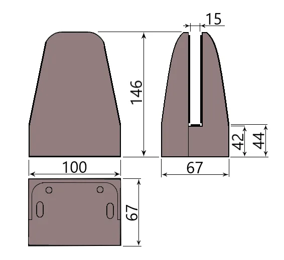 MD 310V Glass Support Foot for 12mm Glass, Aluminium RAL 7016