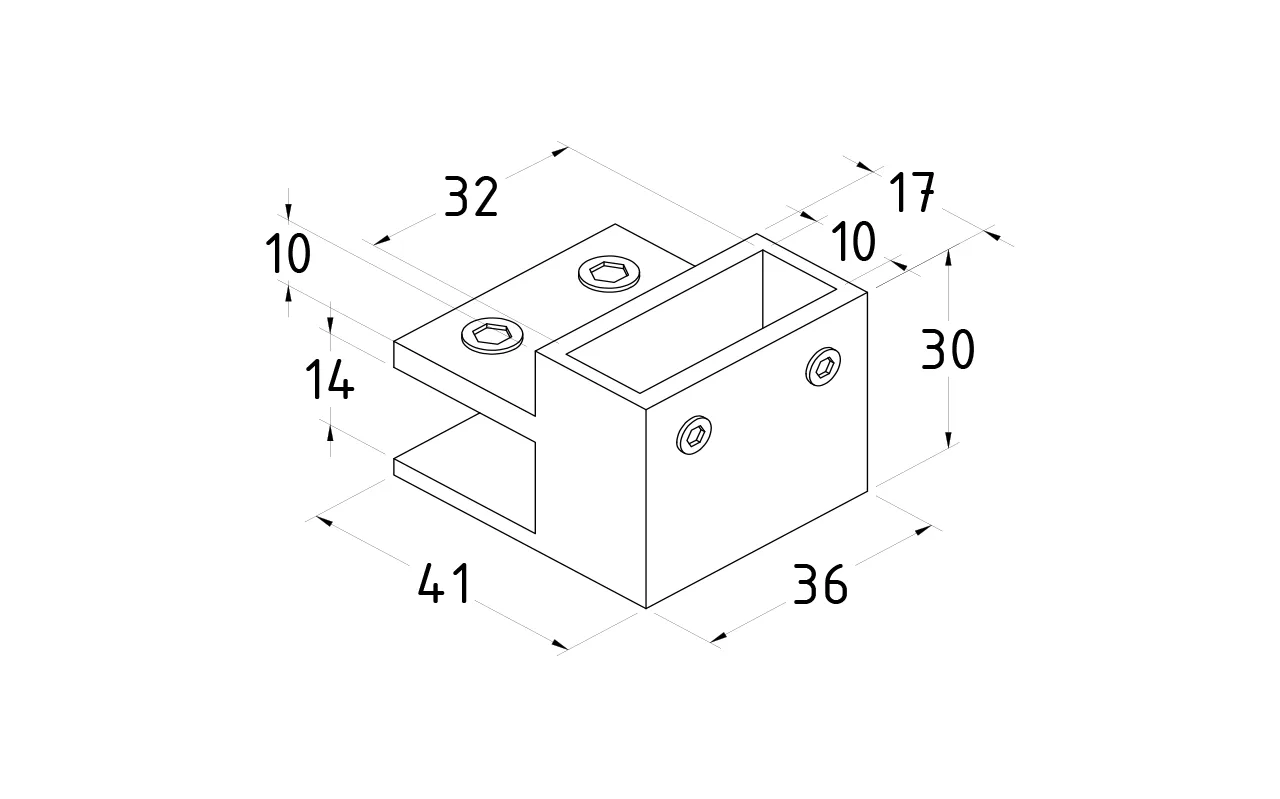 MD 311 SSS - Glass Channel Connector - 30x10, 90°