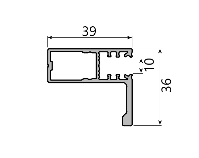 MD 36x39 profil maner, sticla 10mm, SLIDER NEXT (Anod, 5 m)