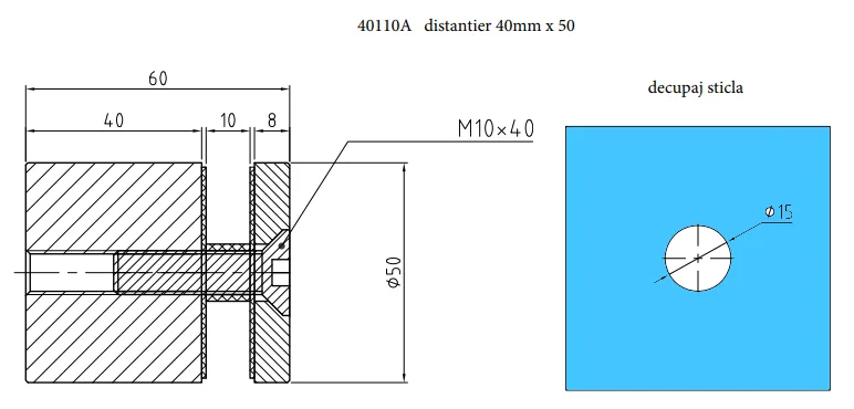 MD 40110A -40x50mm - Conector tip distantier