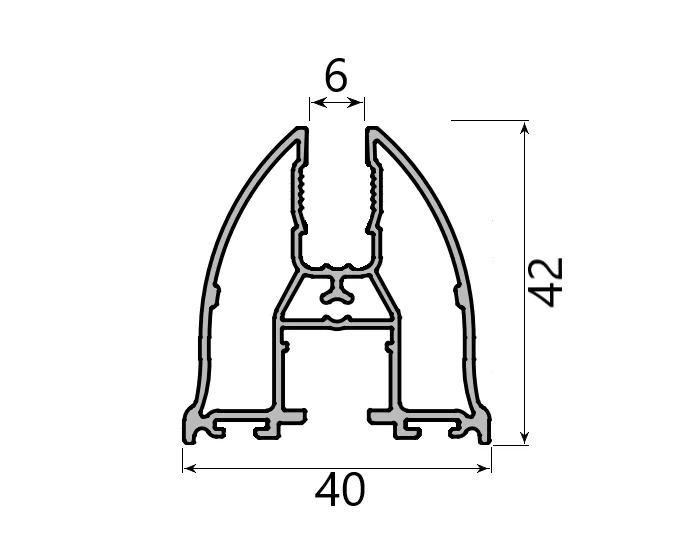 MD 42x40 profil sticla 6mm (sus/jos)  tango (Press, 6 m)
