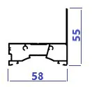 MD 55x58 profil adaptor pentru sina inferioara si mana curenta (Press, 6 m)
