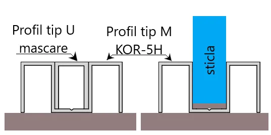 MD 5H BLACK - Profil tip "M" aluminiu 15x30x10mm (sticla8) 220cm BLACK