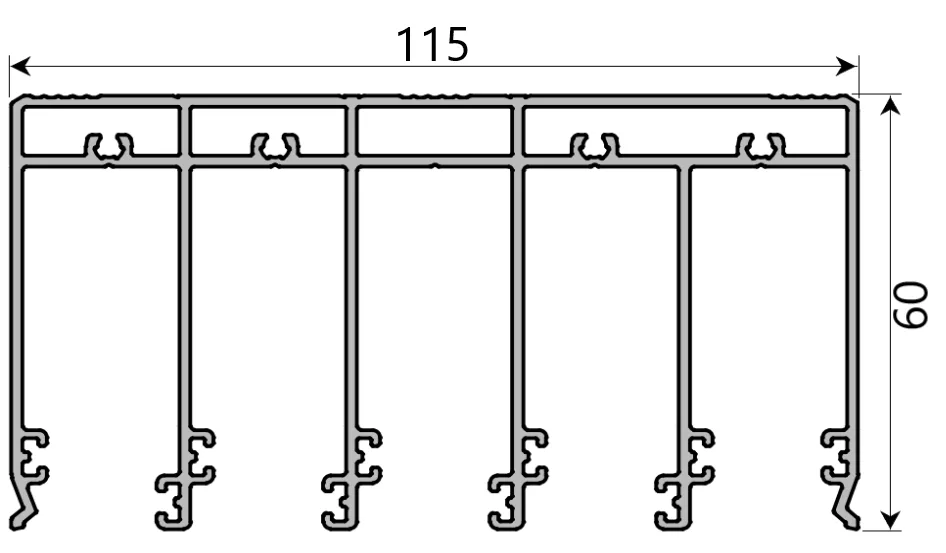 MD 60x115 șină de glisare(superioară), SLIDER NEXT (Antracit, 5 m)