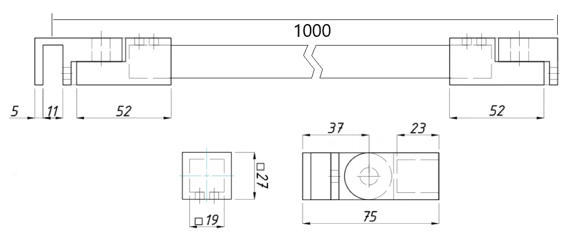 MD 618AP Bara stabilizatoare patrata perete - sticla