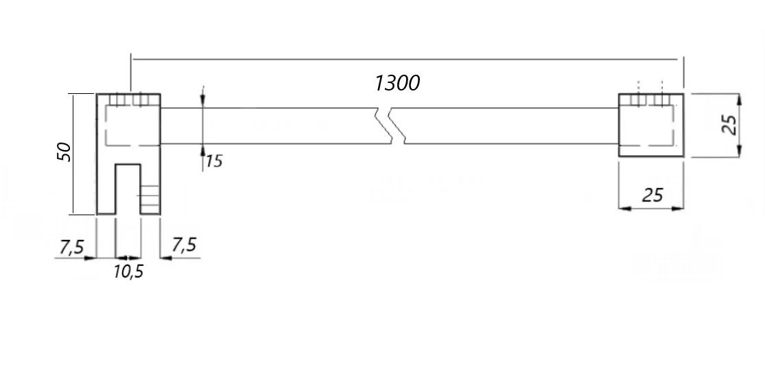618FP SSS Wall-mounted glass stabilizer, 1300mm