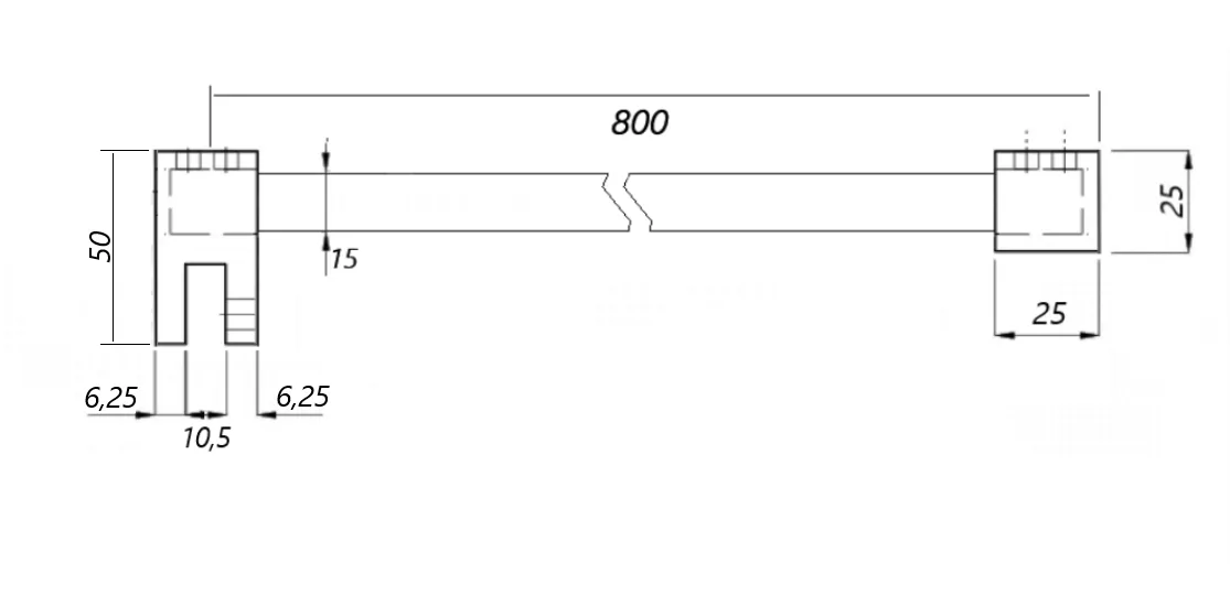 618FP SSS Wall-mounted glass stabilizer, 800mm